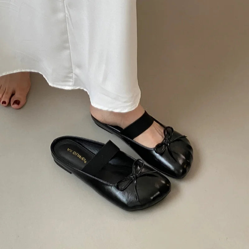 LBSFY -Brand Women Slippers Slip On Grandma Shoes Woman Round Toe Retro Moccasins Outdoor Slides Ladies Soft Ballet Shoes