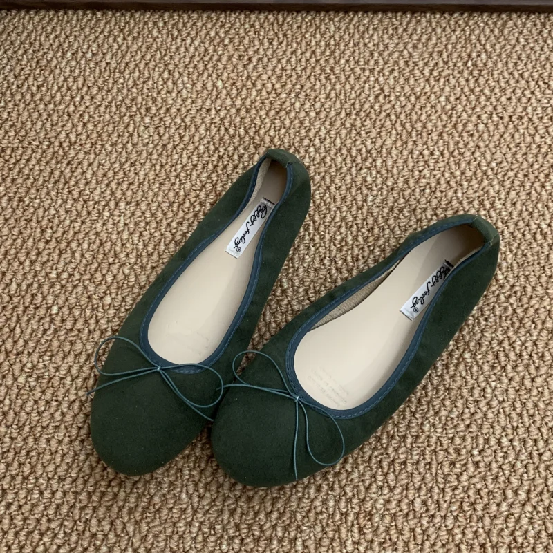 LBSFY -Fashion Bow Tie Flats Ballet Shoes Women Female Ballet Round Toe Shallow Cut Ballerina Soft Moccasin Dress Shoes Zapato