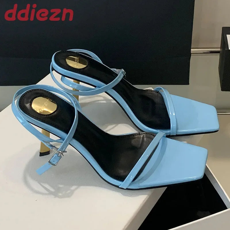 Lbsfy Fashion Thin Heels Sandals Women Open Toe  Ankle Strap High Heels Female Simple Elegant Designer Party Shoes Women Pumps