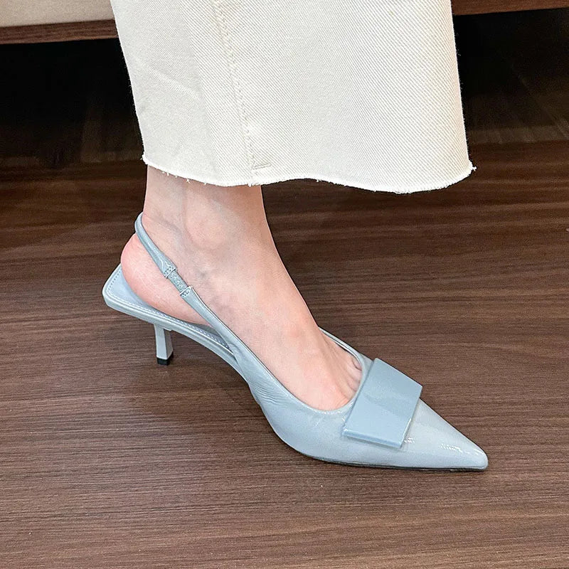 LBSFY  -  2024 Spring New Brown Brand Women Sandal Fashion Buckle Ladies Elegant Dress Slingback Shoes Thin High Heel Pointed Toe Pump