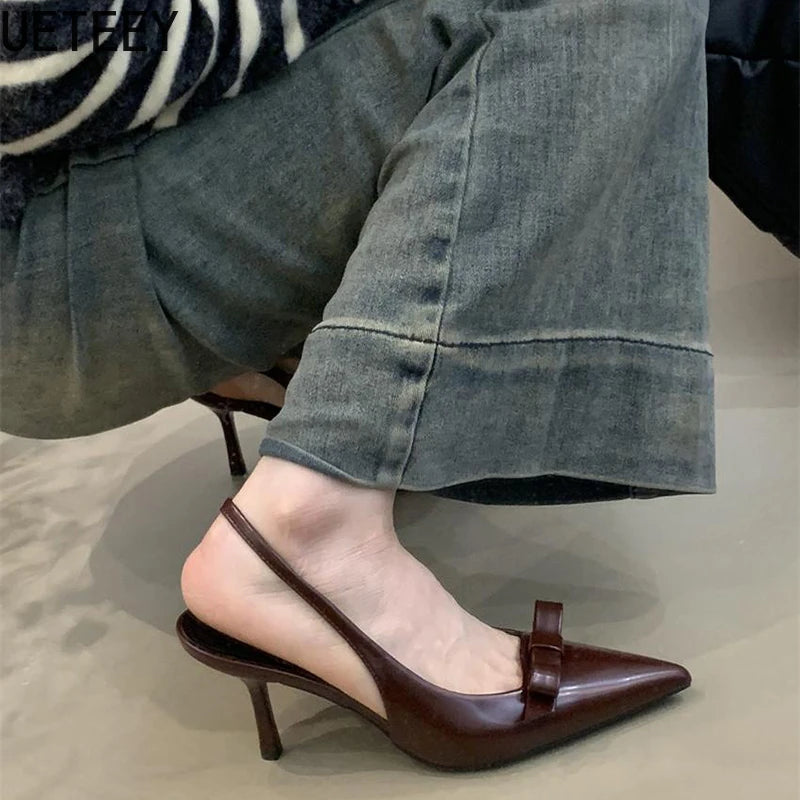 LBSFY  Summer High Heel Women Sandals Shoes Fashion Pointed Toe Singbacks Shoes Ladies Elegant Stripper Party Sandalias