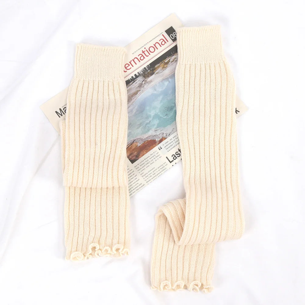 Lbsfy Autumn Winter Leg Warmers Women's Sweet Long Socks Wool Knitted Foot Cover Arm Warmer Y2K Crochet Boot Cuffs Loose Socks