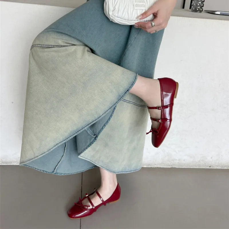 LBSFY -Spring Autumn Women Mary Jane Shoes Soft Casual Outdoor Dress Flat Ballet Shoes Round Toe Shallow Slip On Flats Mujer