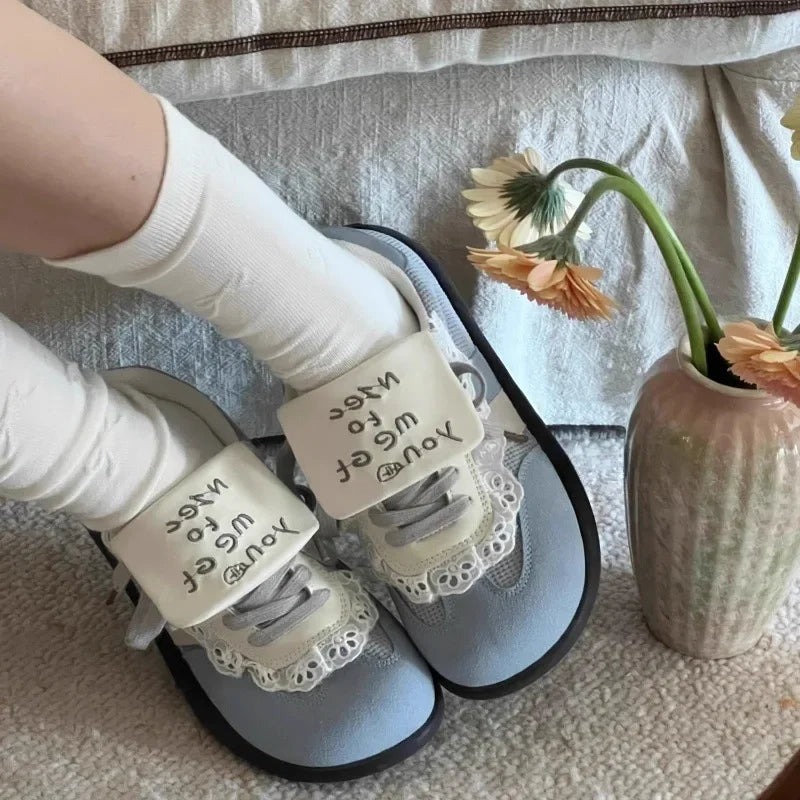 LBSFY -Cute Doughnut Shaped Women's Sneakers Retro Style Versatile Student Sports Casual Board Shoes Comfortable Polyurethane Insoles