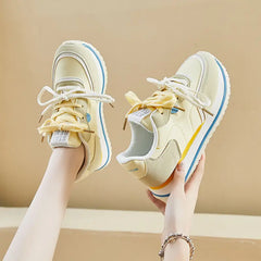 LBSFY  -  Yellow Platform Sports Shoes Woman Designer Fashion Niche Mixed Color Women Sneakers Casual Lace-up Female Sneakers