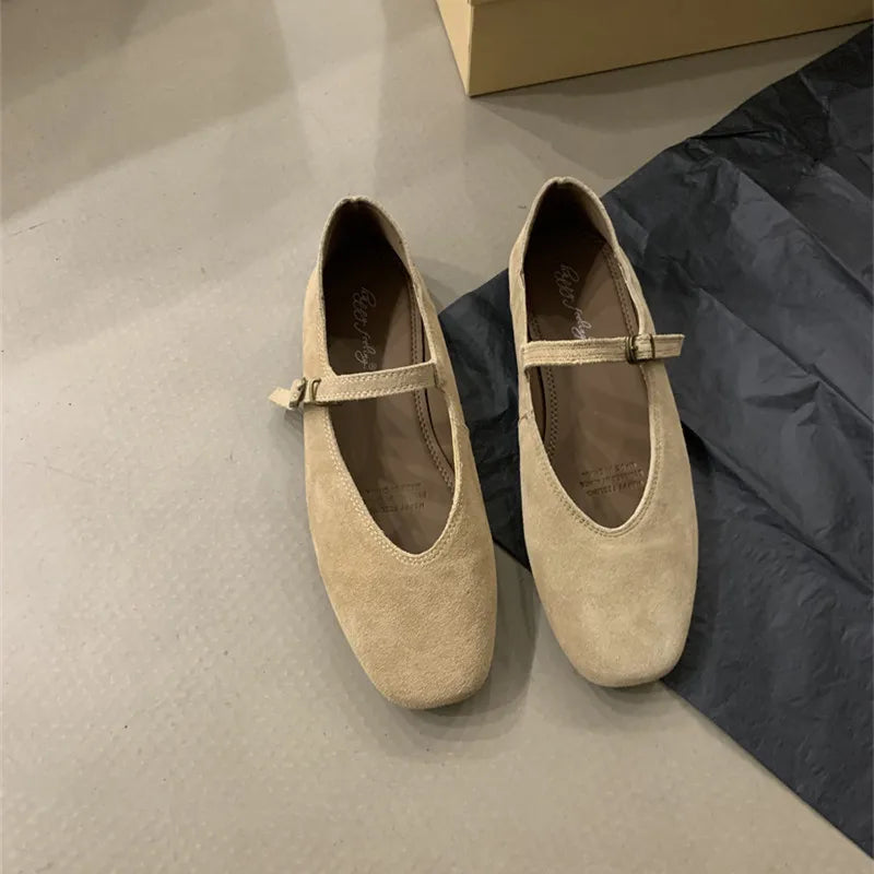 LBSFY -Brand New Women Flats Round Toe Shallow Slip On Ladies Casual Ballet Shoes Soft Leather Eelgant Dress Shoes Mujer Size