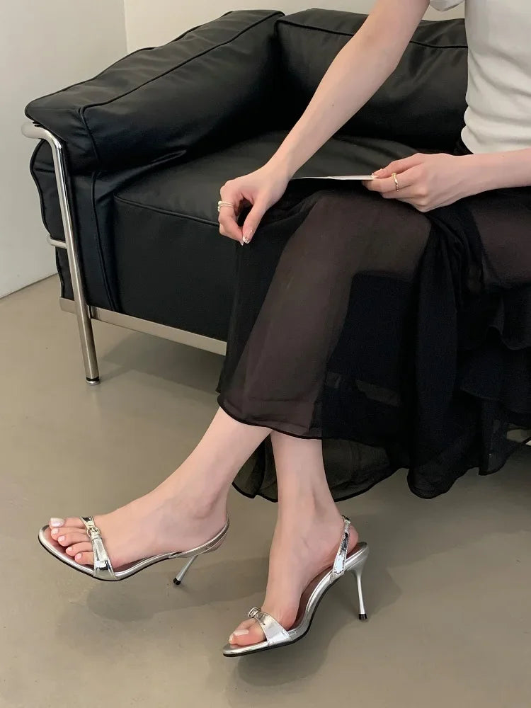 LBSFY -Summer Fashion Narrow Band Open Toe Sandals Thin Low Heel Gladiator Women Party Shoes Zapatos De Mujer