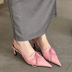 Lbsfy Lace-up Pointed Toe Pumps Women Fashion Luxury High Heels Ladies Footwear 2025 Elegant Sandals for Women Zapatos De Mujer