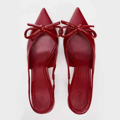 LBSFY -Fashion Women's High Heels Sandals Red Sexy Butterfly Decoration Ankle Strap Women's Pointed Wedding Party Ball Women's Shoes