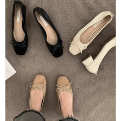 LBSFY -New Women Cute Ballerina Low Heel Shoes Lady Slipony Butterfly Knot Vintage Kawaii Mocasines Loafers Girl Lolita Mom Shoes