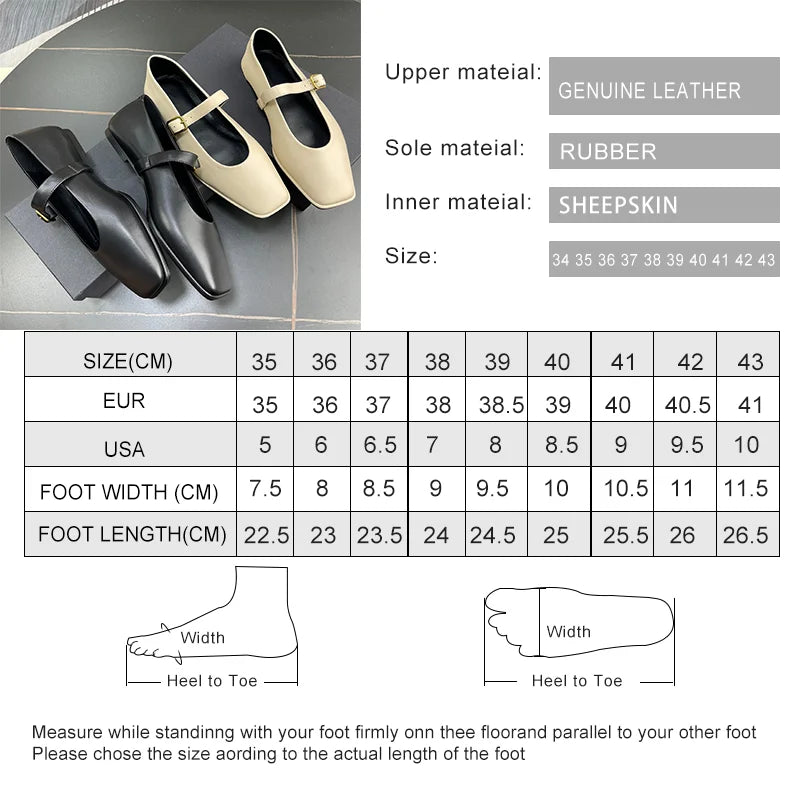 LBSFY  -  Women's Shoes Spring 2024 New Genuine Leather Ballet Women's Shoes Fashion Buckle Mary Jane Shoes Women's