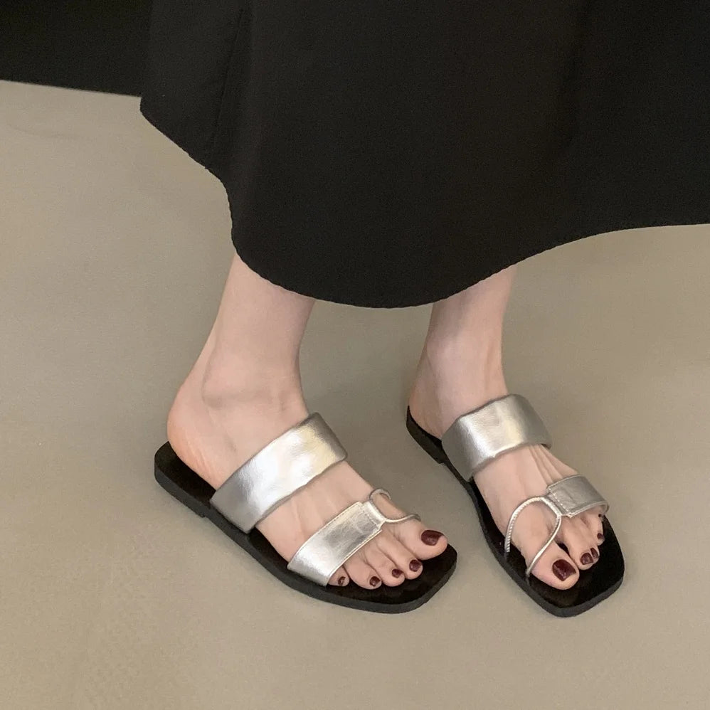 LBSFY -Summer Fashion Women Slipper Slip On Ladies Sandal Flat Heel Outdoor Dress Slides Shoes Beach Flip Flop Mujer
