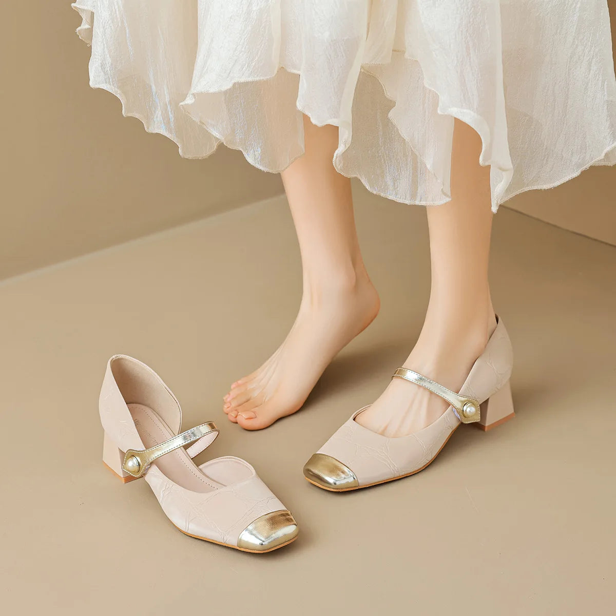 LBSFY -Summer women's high heels Korean style Mary Jane Ladies hollow casual shoes Work and party wear Large size 41-43