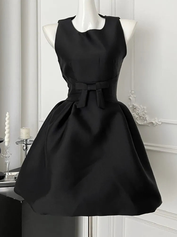LBSFY -Sweet Satin Mini Dress for Women Korean Sleeveless Princess Birthday Party Short Dresses Summer Spring Solid A-Line Vestidos New