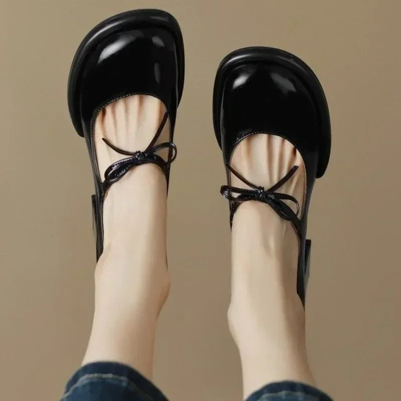 LBSFY -Red Heels Women Spring New Round Toe Women's Pumps Comfortable Chunky Heel Mary Jane Shoes Simple Elegant Lady Formal Shoes