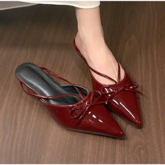 LBSFY -Female Pointed Toe Footwear New 2025 Pumps Women Low Heel Shoes Mules Fashion Butterfly-Knot Shallow Ladies Heel Shoes Slides