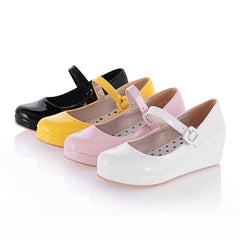 LBSFY  -  Sweet Lolita Shoes Round Head Muffin Heel Shallow Mouth Women Shoes Bowknot Kawaii Shoes