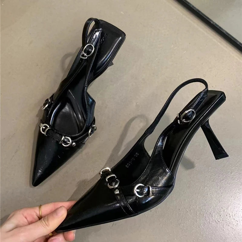 LBSFY   Summer Pointed Toe Women Sandals Fashion Shallow Singbacks Shoes Ladies Dancing Party Pumps