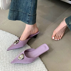 LBSFY  -  Metallic Embellished Satin Slide Sandals Women Pointed Toe Women Slippers Women Summer Comfort Mules Loafers Sandalias De Mujer