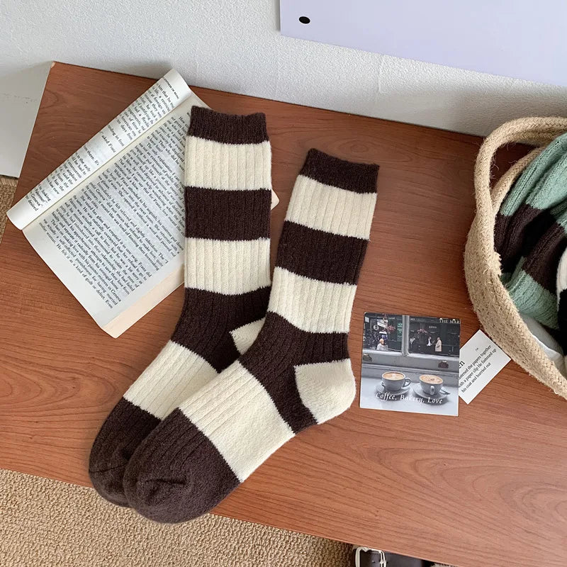 Lbsfy Wool Women's Crew Socks Trendy Casual Cotton Mixed-Color Short Socks Female Breathable Creative Girl Fashion Socks Calcetines