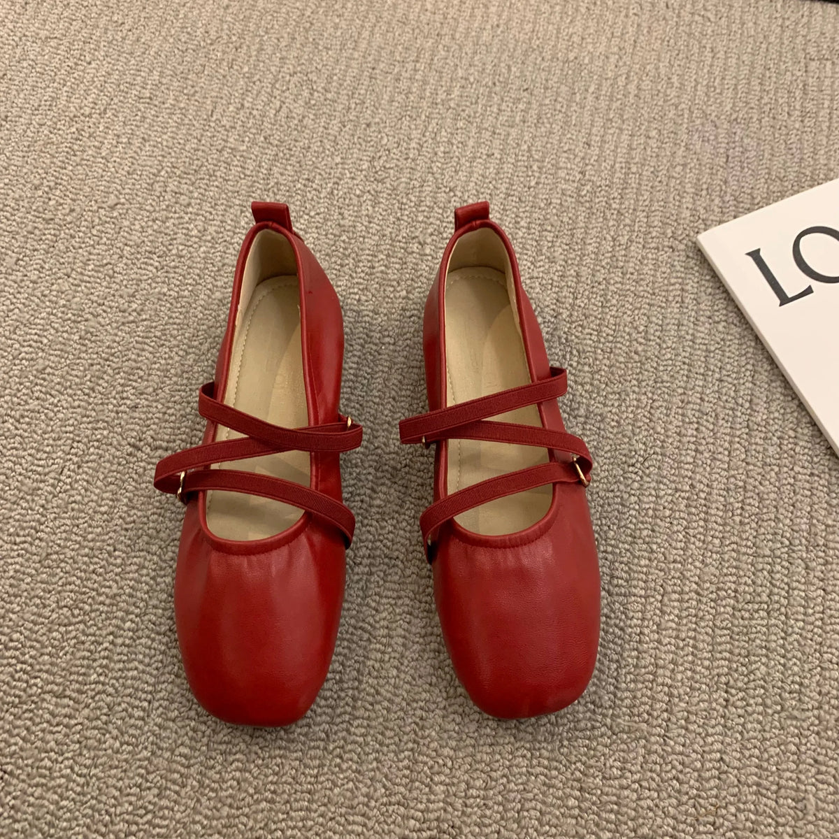LBSFY -Women Shoes Brand Designer Mary Janes Shoes Woman Square Toe Japanned Leather Flats Vintage Narrow Band Loafers