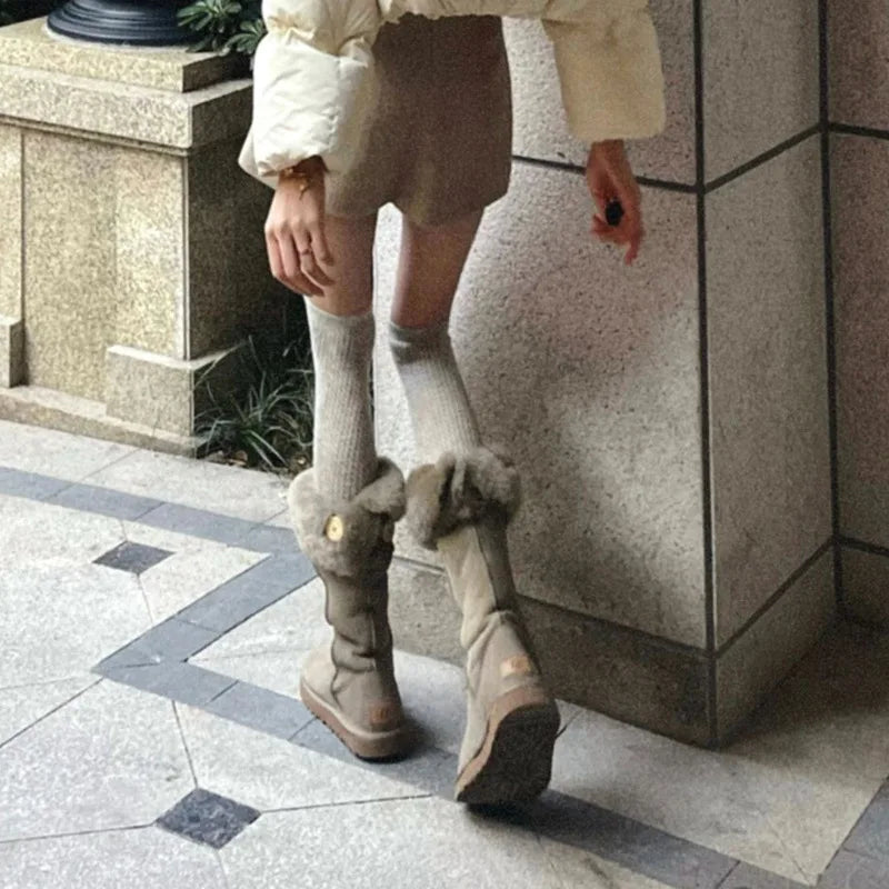 LBSFY  -  Thick Soled Snow Boots for Women, High Top Boots with Winter Fleece and Thick Cotton Shoes, Waterproof, Anti Slip and Warm Boots