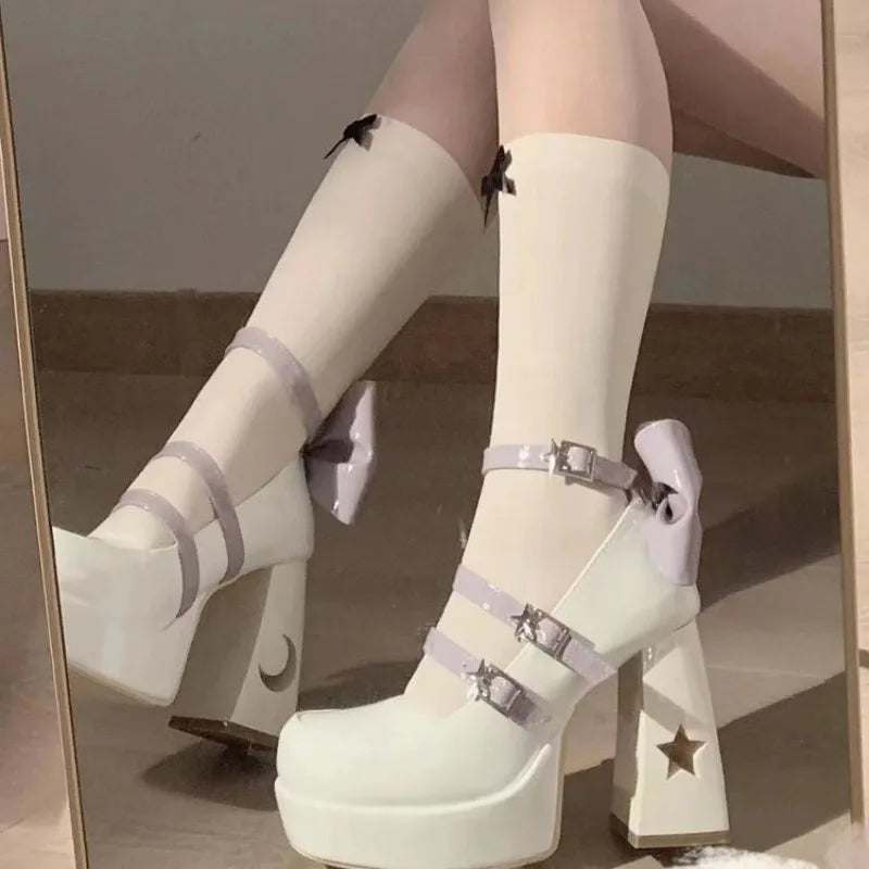 LBSFY -Spring Punk Thick Heel Mary Jane Lolita Shoes Woman Patent Leather Cosplay Shoes Y2k Chunky Platform High Heels Pumps