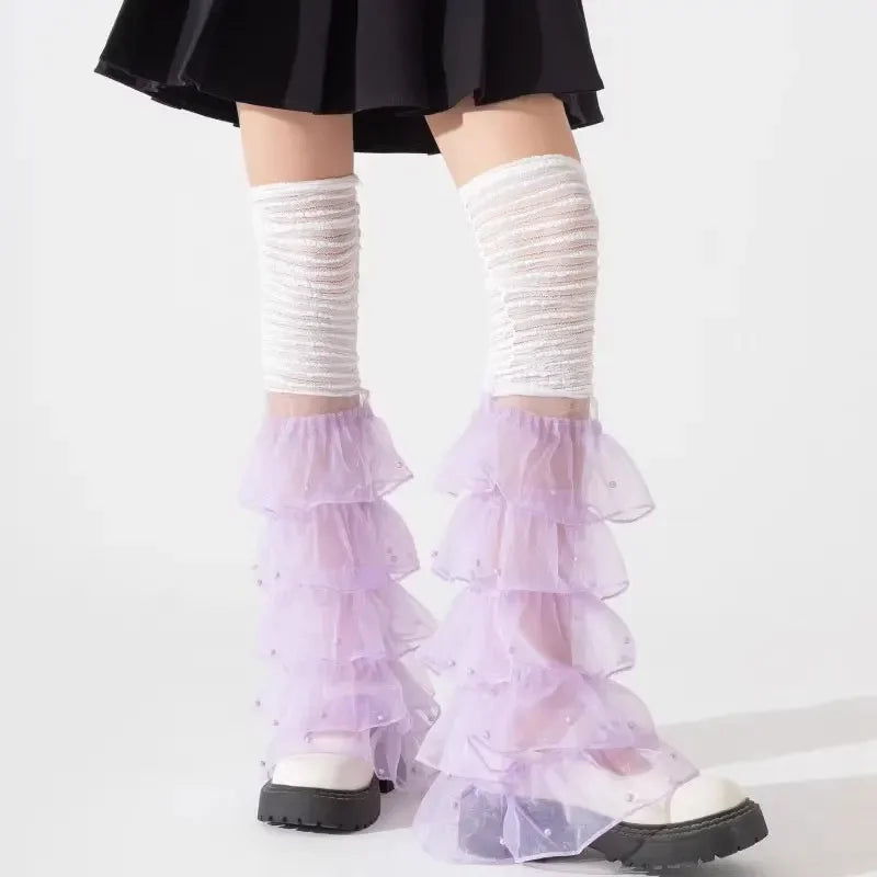 Lbsfy Women Purple Stocking Sexy Lace Leg Covers Love Hollow Mesh Thigh Garter Stockings Pantyhose Nude Party Suspender Tights