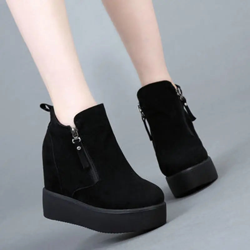 LBSFY  -  Winter Autumn Wedges Short Boots Women High Heel Snow Boots Short Plush Fur Ankle Boots Increased Internal Female Platform Shoes