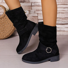 LBSFY -Womens Autumn New Imitation Suede Waterproof Short Boots 2025 Daily Home Office Shopping Shallow Mouth Comfortable Women's Boots