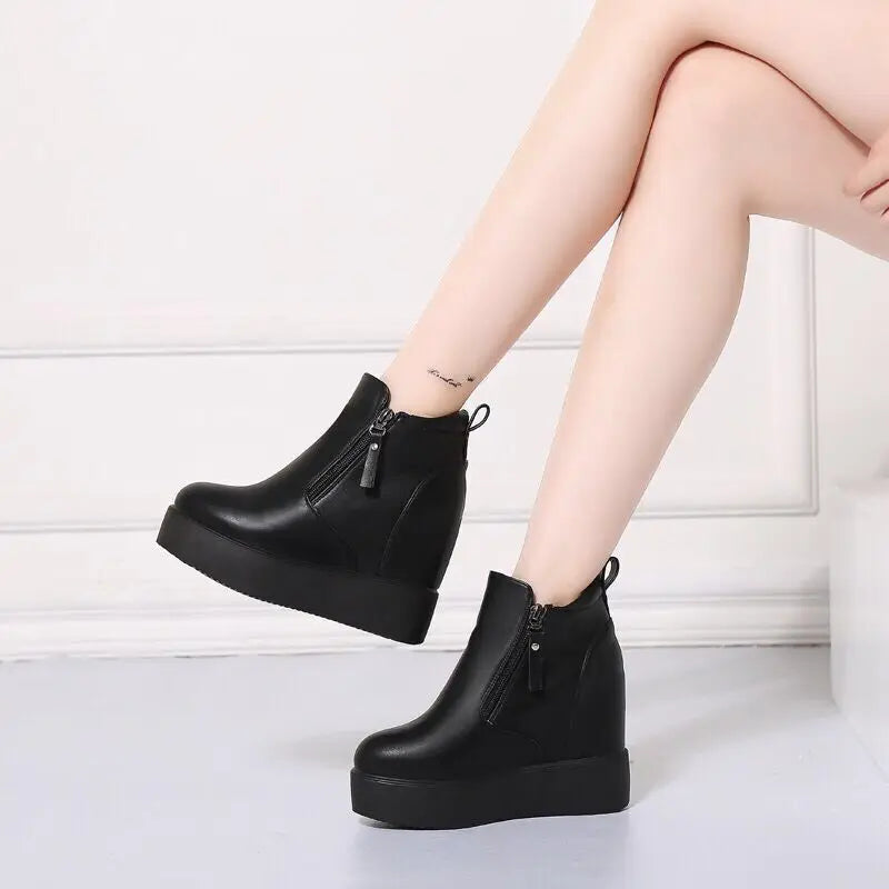 LBSFY  -  Winter Autumn Wedges Short Boots Women High Heel Snow Boots Short Plush Fur Ankle Boots Increased Internal Female Platform Shoes