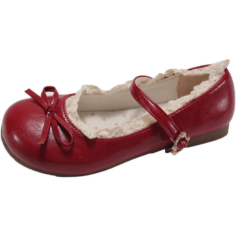 LBSFY -Spring New Butterfly-knot Women Flats Round Toe Shallow Ladies Casual Ballet Shoes Soft Leather Eelgant Dress Shoes