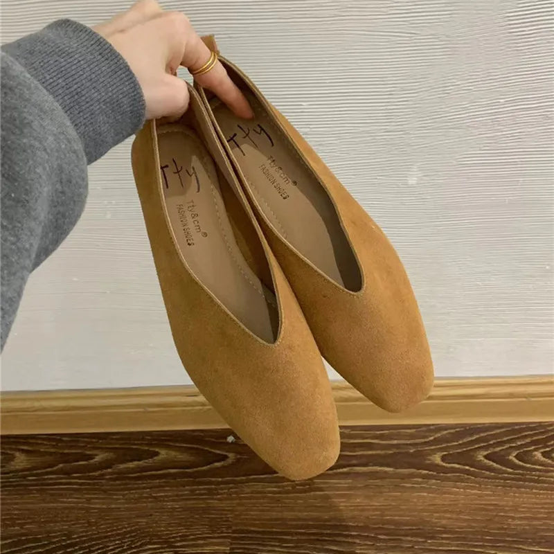 LBSFY  -Women's Square Toe Vintage Flats Soft Loafers Comfortable Leather Ballet Shoes for Female Dress Shoes Mujer