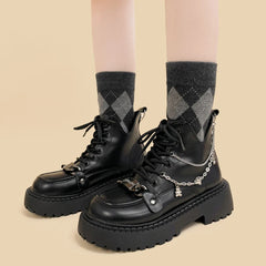 LBSFY  -   Design Fashion Ladies Platform Boots for Girls Female Students Kawaii Black Ankle Boots Women