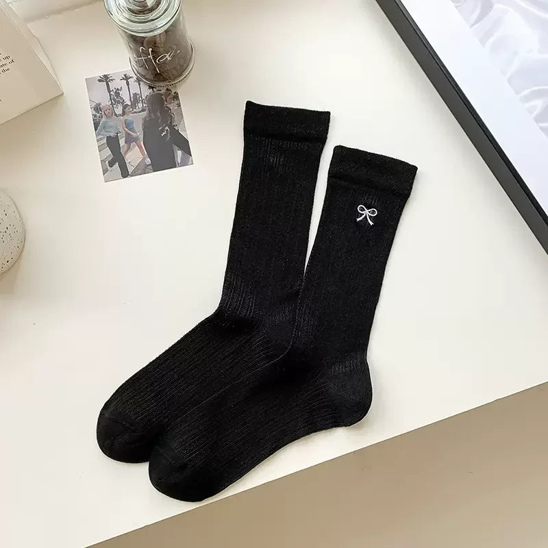Lbsfy Lolita Sweet Lace Pink Bow Long Socks Women Girls Summer Hollow Out Sock Casual Crew Loose Sox Mid-tube Stockings Streetwears
