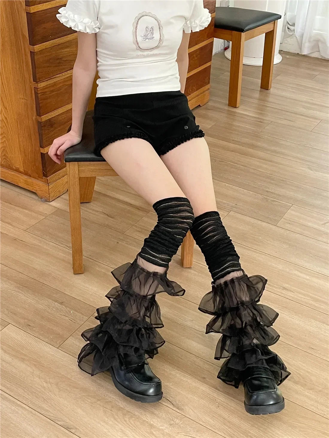 Lbsfy Japanese Sexy Women Over The Knee Leg Cover Lace Ruffles Leg Socks Party Y2K Women Punk Harajuku Leg Warmers JK Accessories
