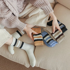 Lbsfy 5 Pairs Men Socks Autumn And Winter Padded Thickened Middle Socks Terry Bottom Warm Towel Cotton Socks Anti-Odor Sweat Sports So