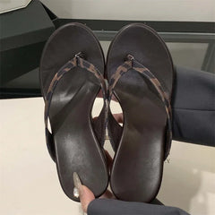 LBSFY -Summer Leopard Print Clip Toe Platform Wedges Women Slippers Fashion Thick Bottom High Heels Flip Flops Shoes