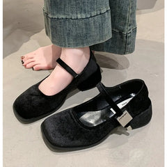 LBSFY -Spring Autumn Women's Luxury Mary Jane Shoes Square Toe Shallow Buckle Ladies Elegant Sole Ballte Shoes Casual Loafers Shoes