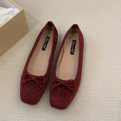 LBSFY  -  2024 Spring New Red Women Flat Shoes Fashion Round Toe Shallow Slip On Ballerinas Shoes Soft Flat Heel Casual Ballet Shoes