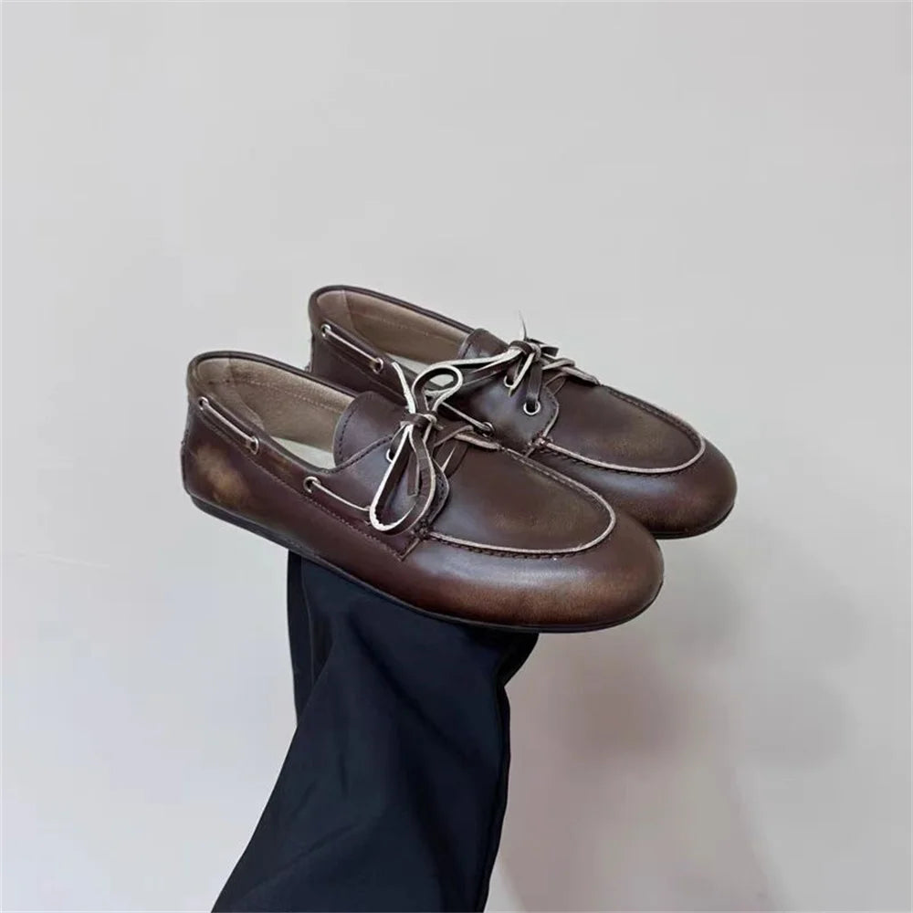 LBSFY  -  Ins Genuine Leather Flats Shoes Women Loafers Trend Vintage Suede Loafers Women's Casual British Style Flat Single Shoes