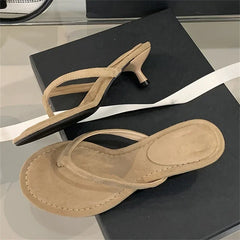 LBSFY -Summer Fashion Round Clip Toe Beach Slippers Women Thin Low Heels Casual Sandals Flip Flops Shoes Zapatos De Mujer