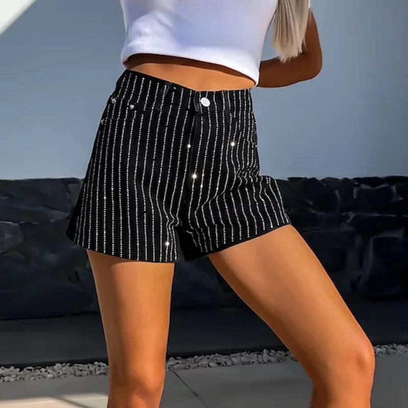 LBSFY  -  Women Elegant Hot Drill Straight Jeans Shorts Pant 2024 Summer Fashion Button Solid Club Party Pant Casual Pocket Loose Trousers