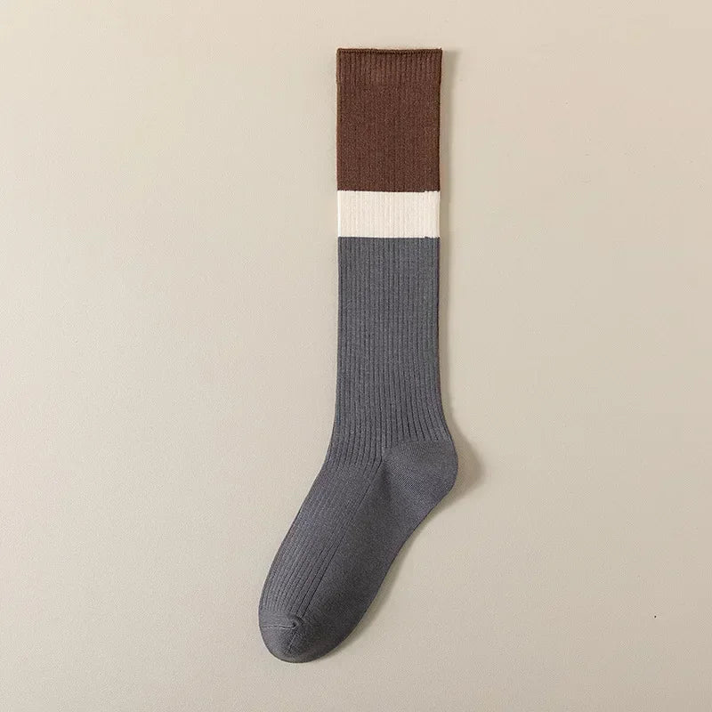 Lbsfy Stockings Women Knitted Cotton Color Matching Knee Socks Women Stockings JK Japanese Style School Girls Long Socks Stockings Sox