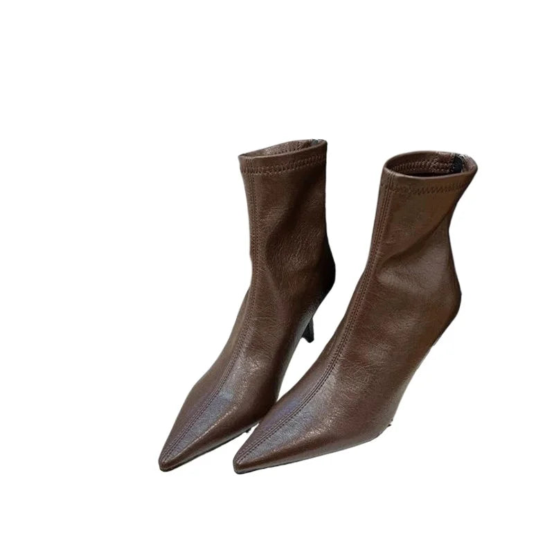 LBSFY -New Style Luxury Women's Fashion Pointed Toe Ankle Boots Women Wedding Party Shoes Winter Autumn Slim Short Ladies Boots