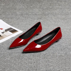 LBSFY  -  Soft Spring New Commuter Style Pointed Mid Low Heel Single Shoes Women's Fine Heels Lacquer Leather Work Shoes Women's Black