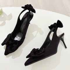 LBSFY  -  2025 Spring Autumn Butterfly-knot Shallow Woman Pumps Sandals Elegant Pointed Toe Thin High Heels Party Prom Shoes