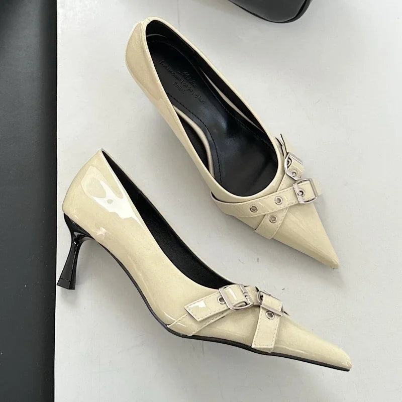 Lbsfy Belt Buckle Design High Heels Women Brand Women Shoes Shallow Classics Elegant Dress Shoes Fashion Pointed Toe Pumps Women
