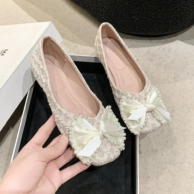 LBSFY -2025 Retro Ballerina Women's Loafers Comfort Ladies Leather Ballet Flats Elegant Bowknot Mary Jane shoes Women's Single Shoes