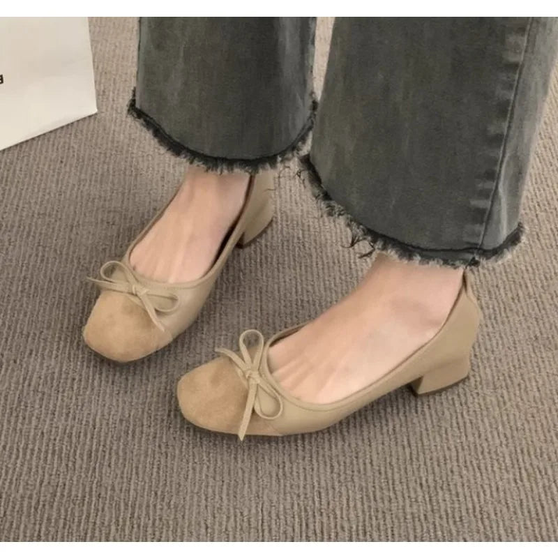 LBSFY -New Women Cute Ballerina Low Heel Shoes Lady Slipony Butterfly Knot Vintage Kawaii Mocasines Loafers Girl Lolita Mom Shoes